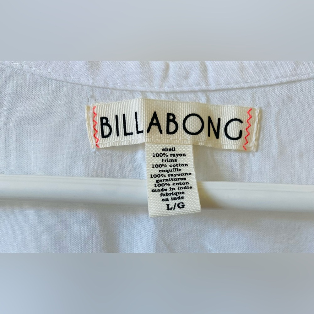 Billabong EUC White Lace Detail Blouse L - Picture 3 of 3